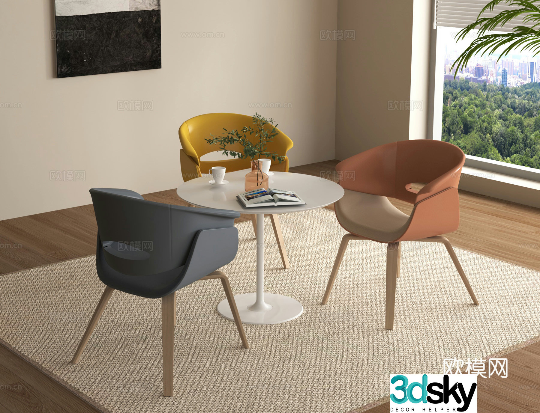 Leisure table and chairs coffee table and chairs negotiation table and chairs 3D model