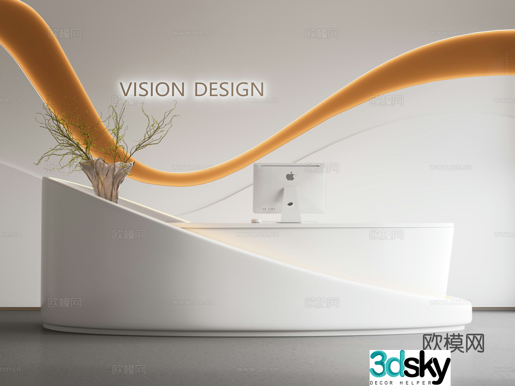 Modern Front Desk Reception Desk Company Front Desk Service Desk Computer Arc Front Desk Special 3D Model