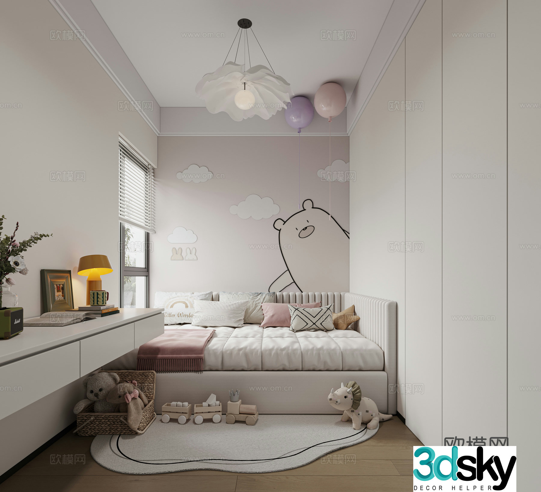 Modern children’s room girl’s room 3d model