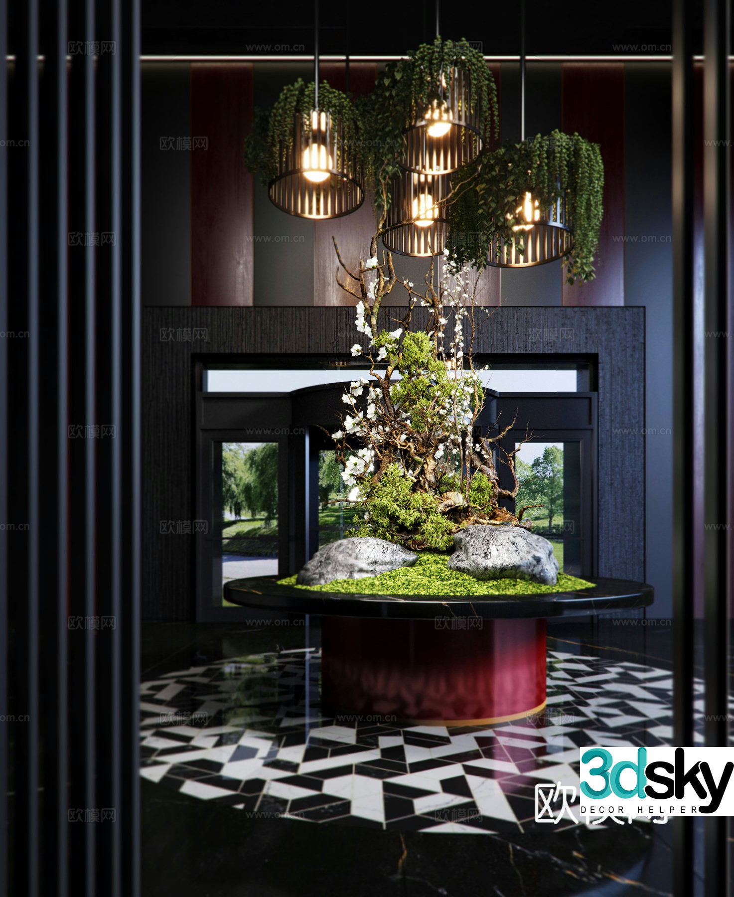 Modern hotel hall 3d model