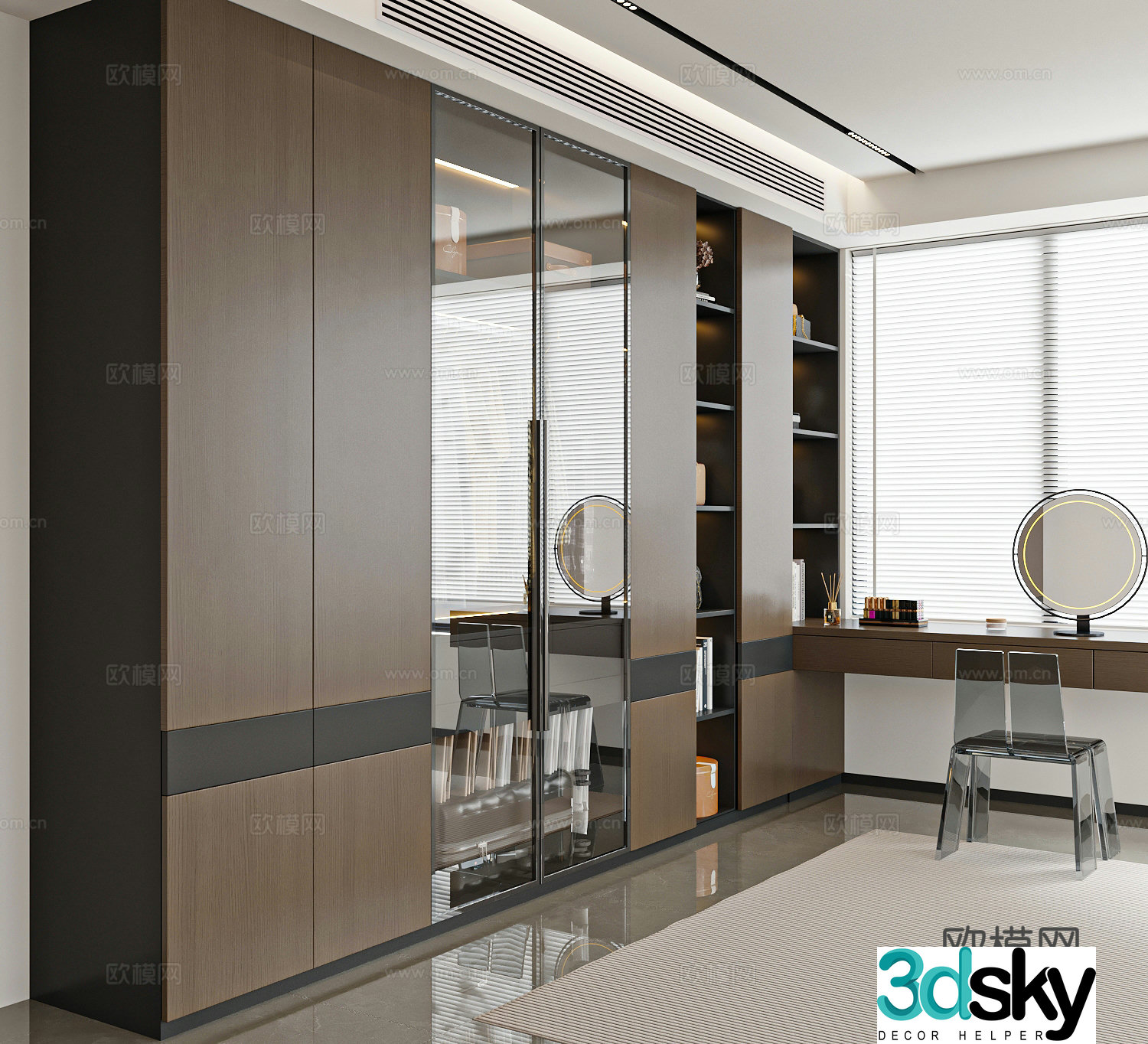 Modern Italian wardrobe dressing table wardrobe integrated 3D model