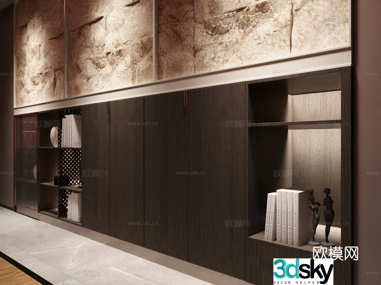 Modern bookcase Decorative bookcase Living room bookcase Background wall 3d model