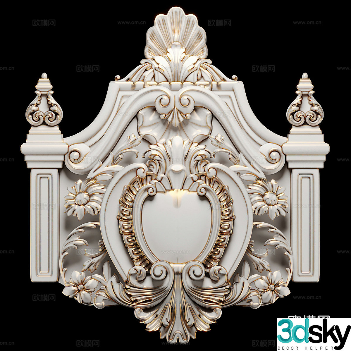 Decorative wood carving wood 3d model