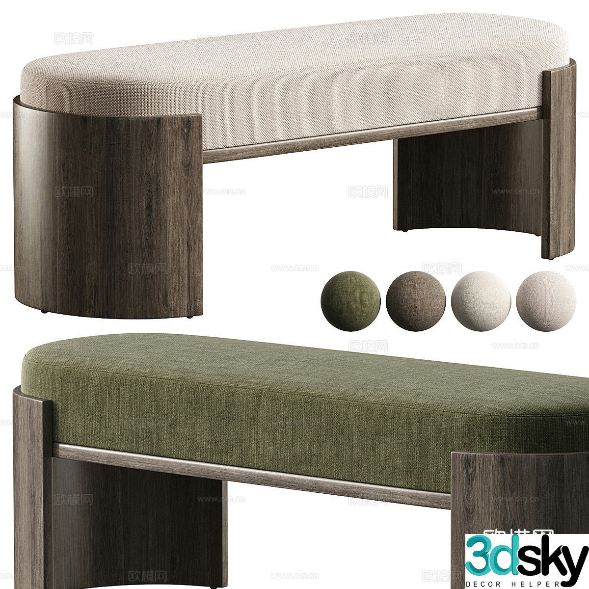 New Chinese style light luxury bed stool 3D model