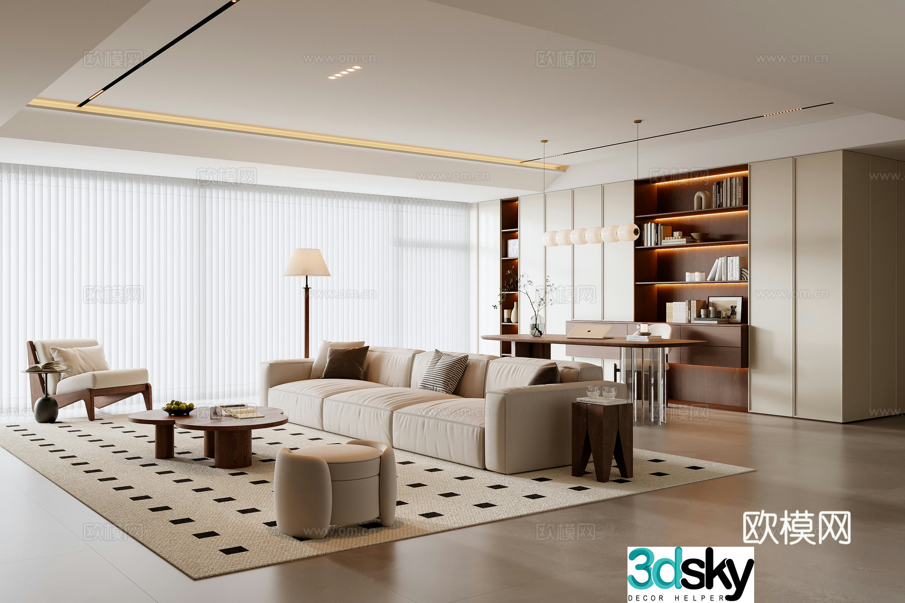 Middle-aged living room 3d model