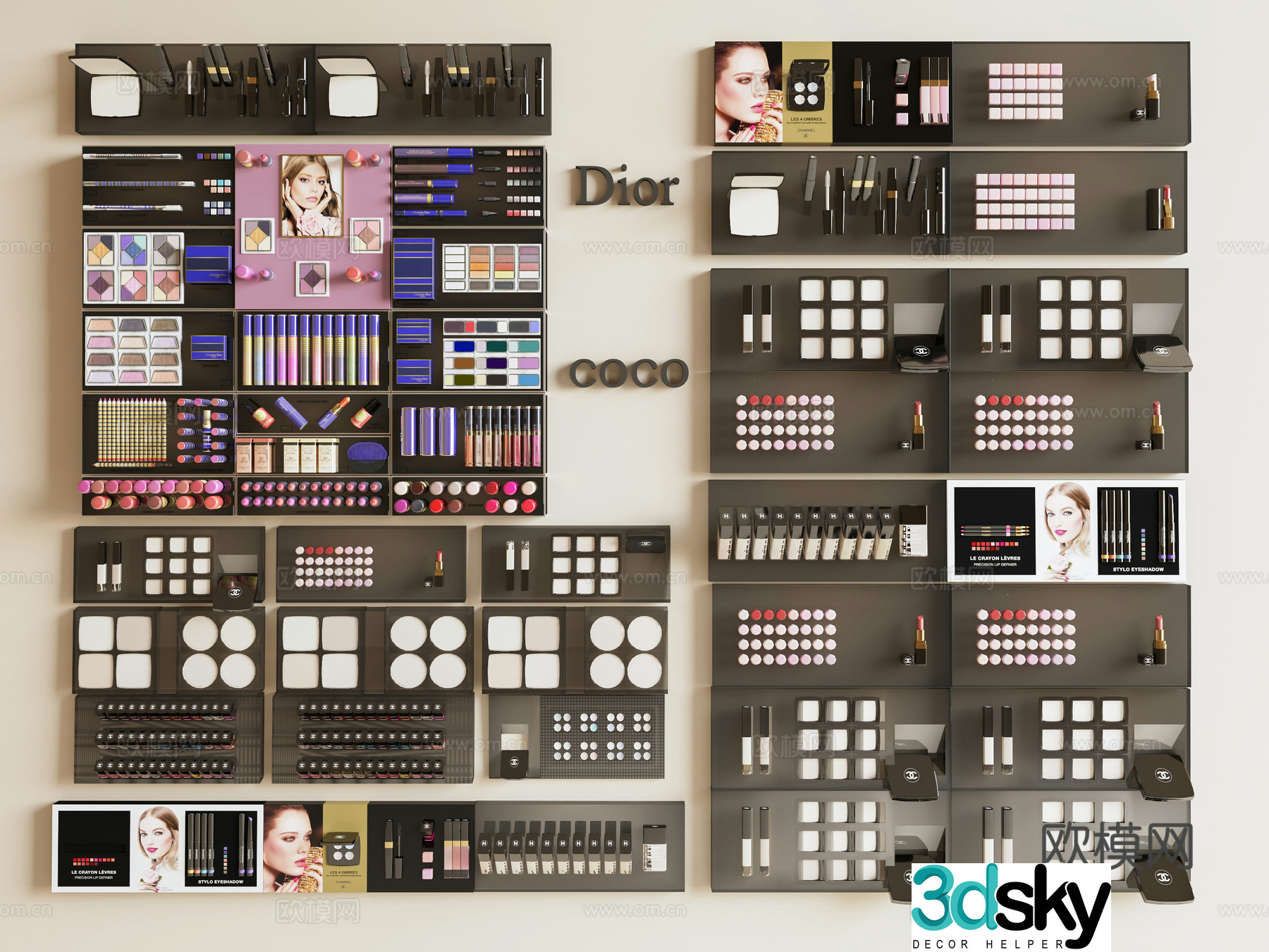 Cosmetics Beauty Salon International Duty Free Shop Makeup Dior Lipstick Makeup Counter Dior 3D Model