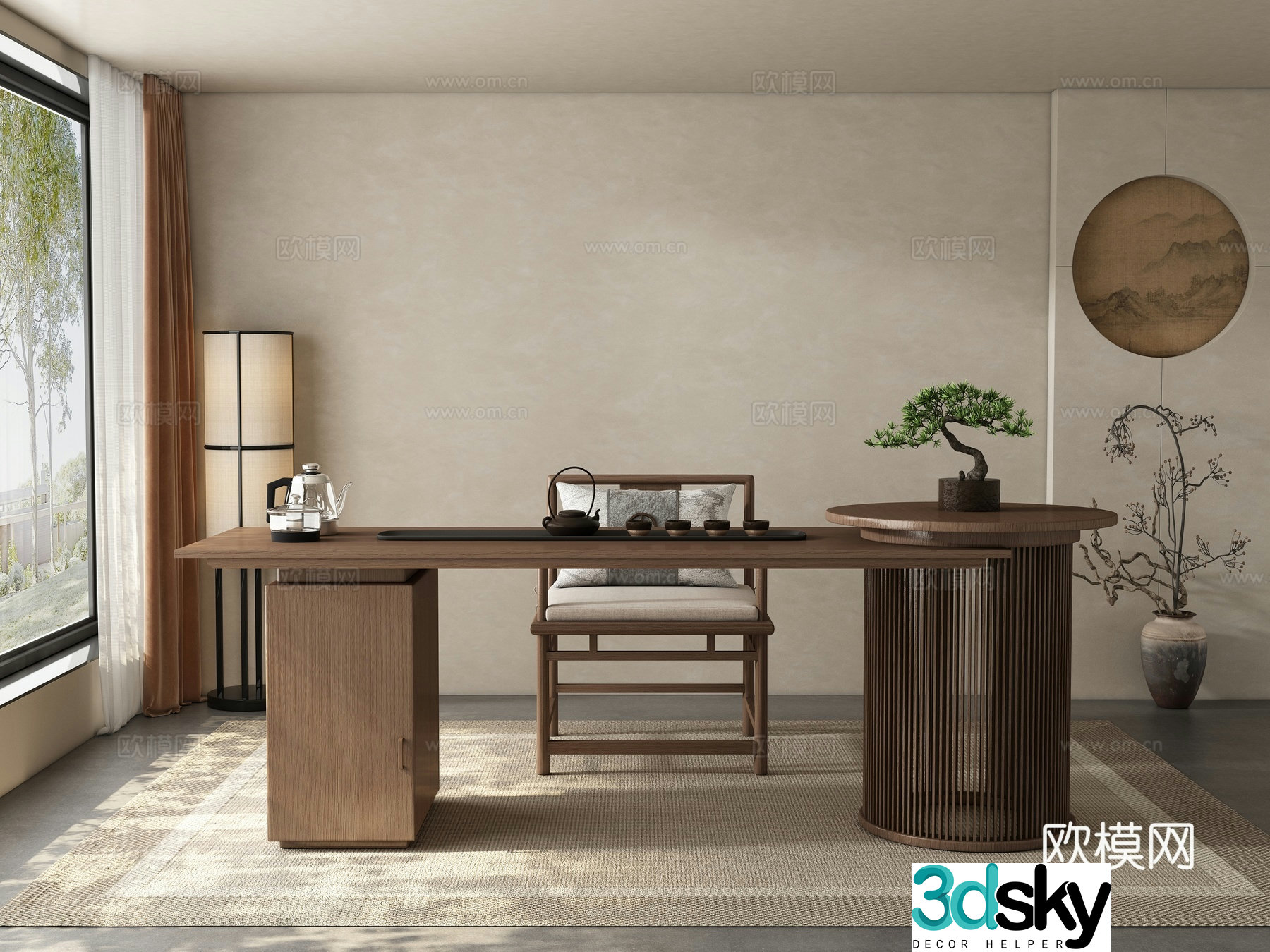 Modern medieval style tea room 3D model