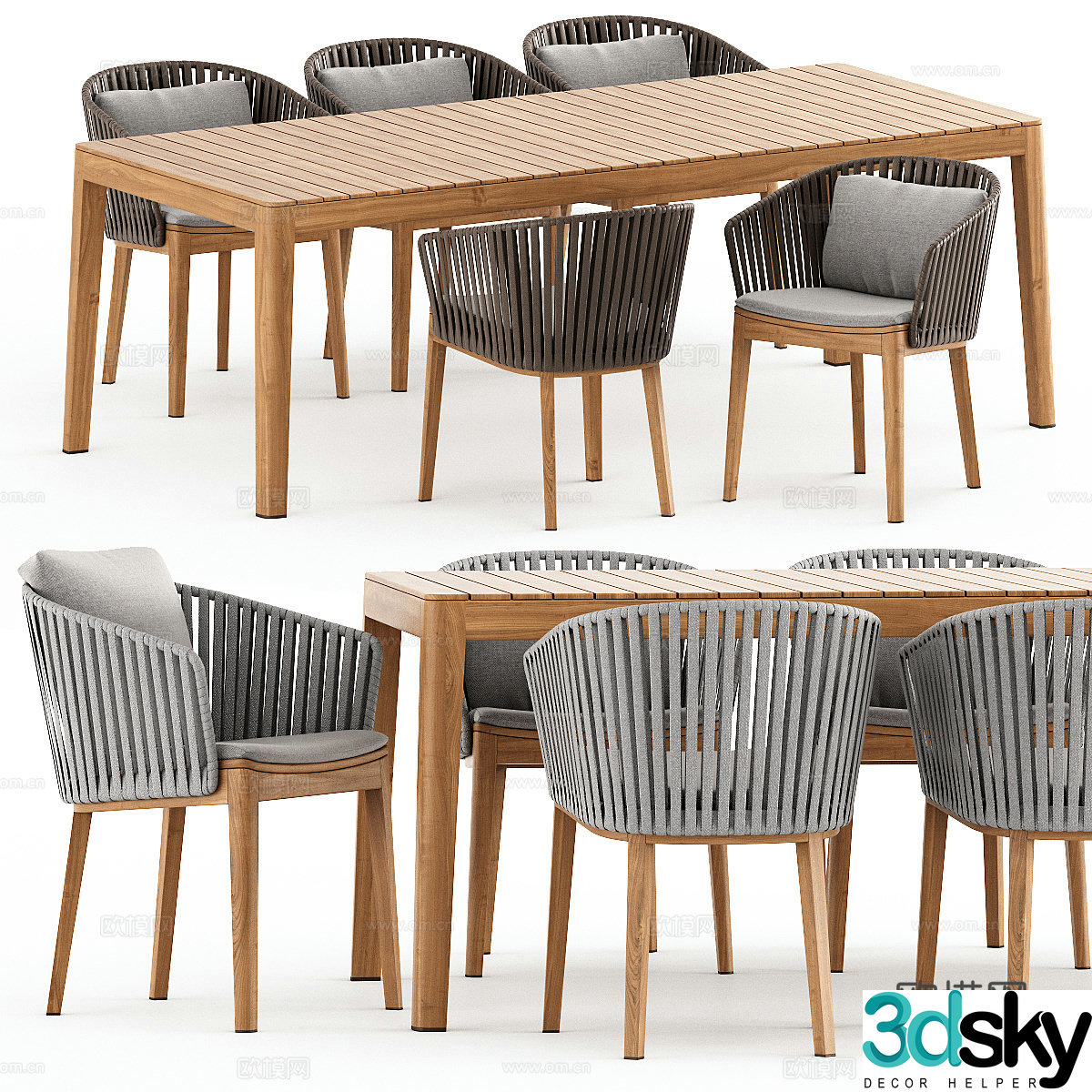 Modern outdoor dining table and chair 3d model