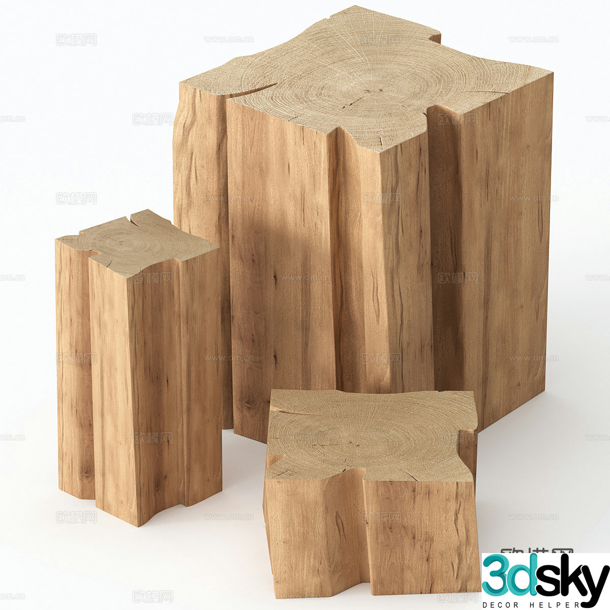 New Chinese style wasabi wooden bench 3D model