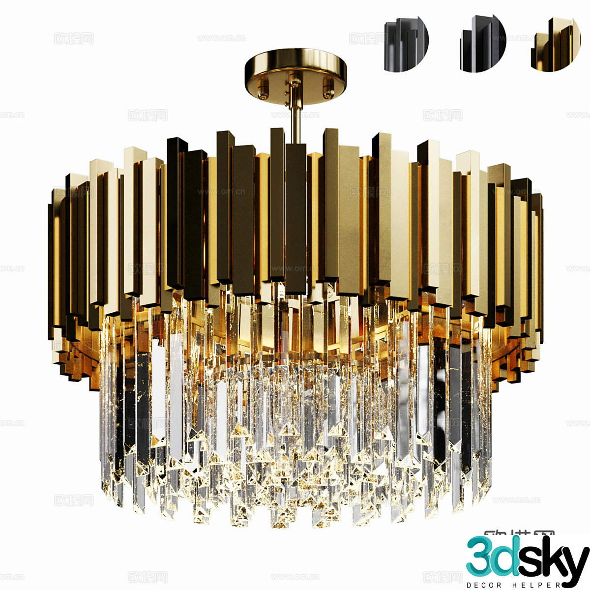 Modern light luxury decorative chandeliers 3d model