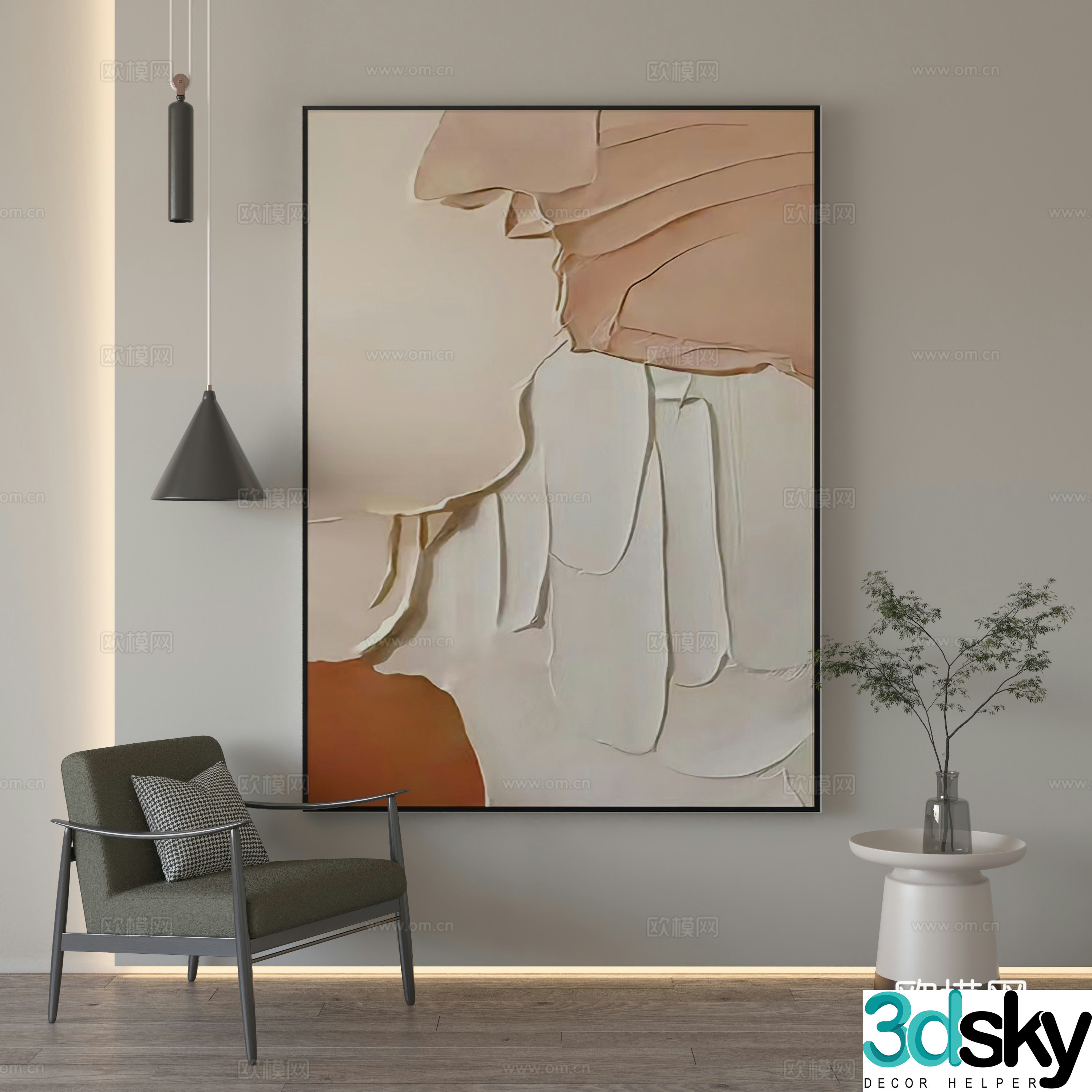 Wasabi wind abstract texture decoration painting 3d model