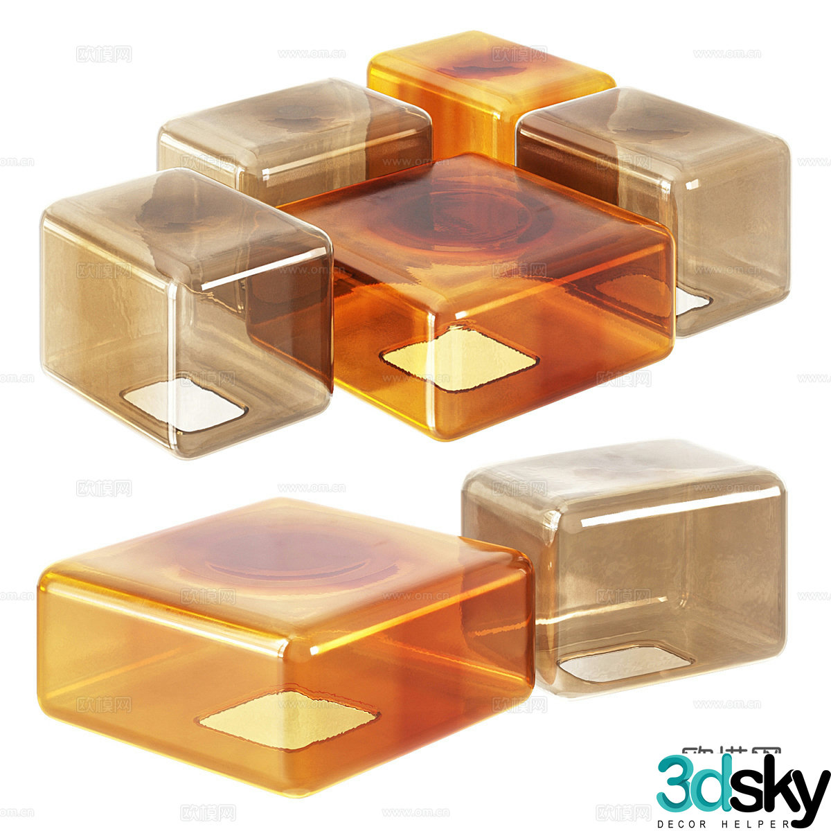 Modern Italian Lokum glass coffee table 3d model