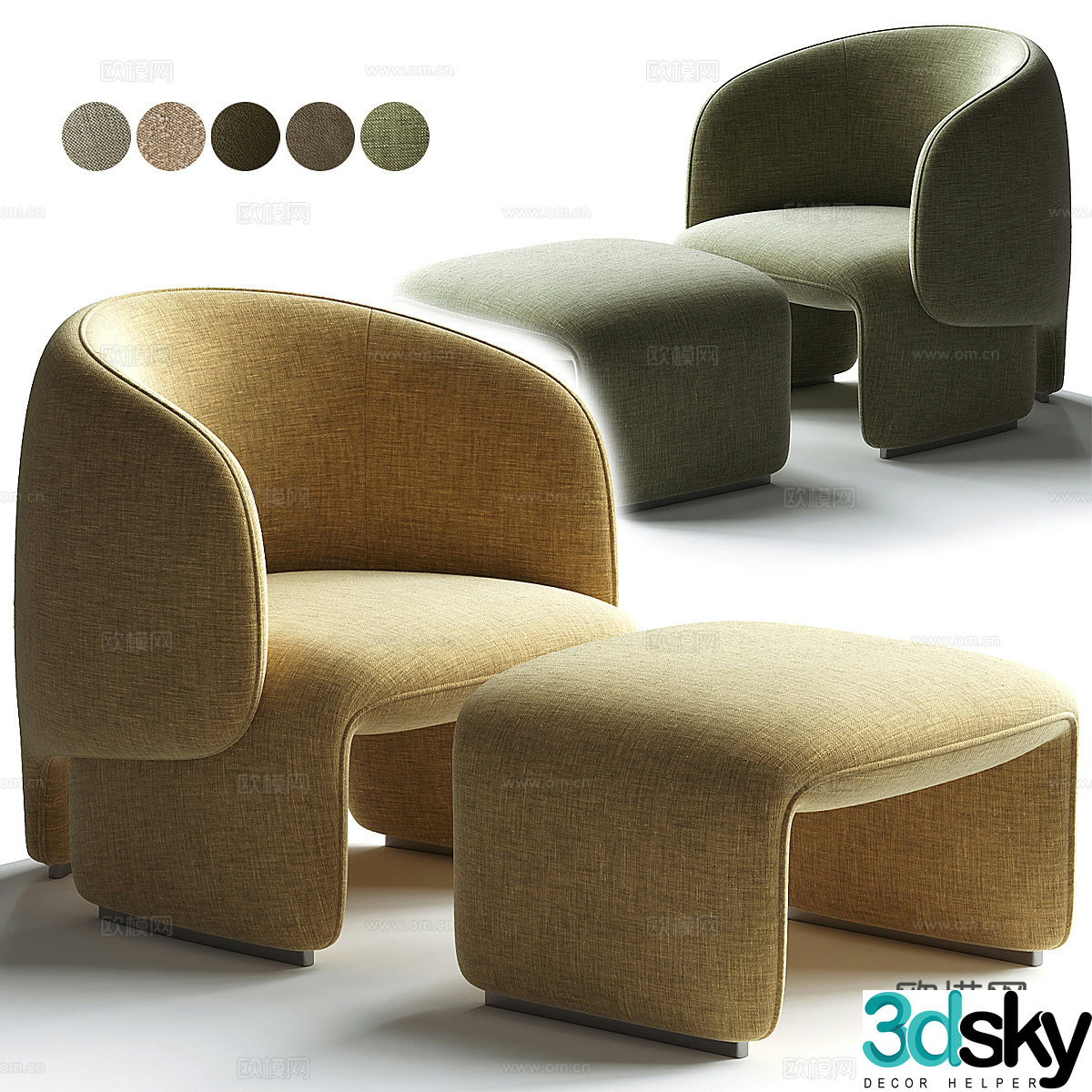 Modern Italian minimalist leisure chair 3d model