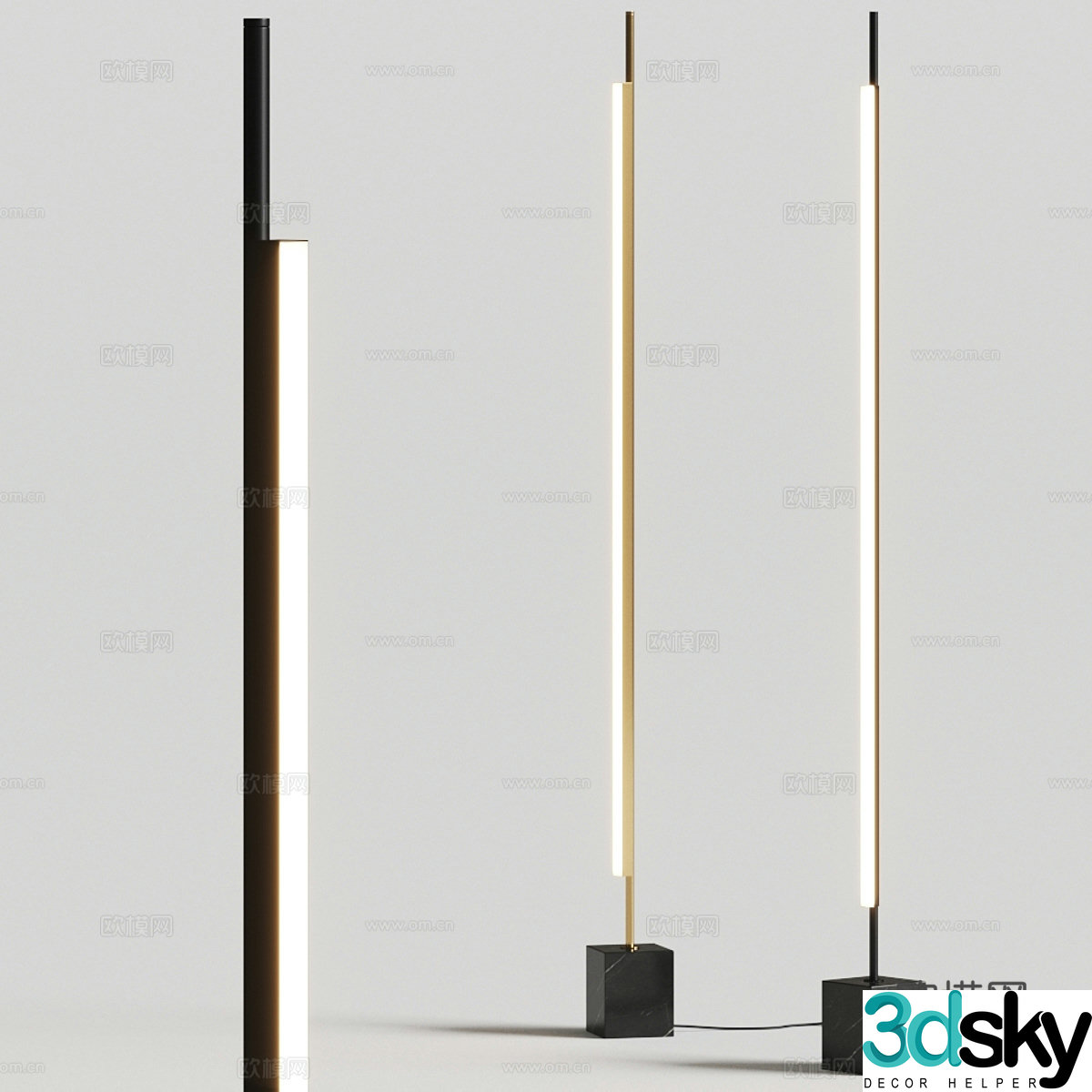 Modern minimalist linear floor lamp 3d model