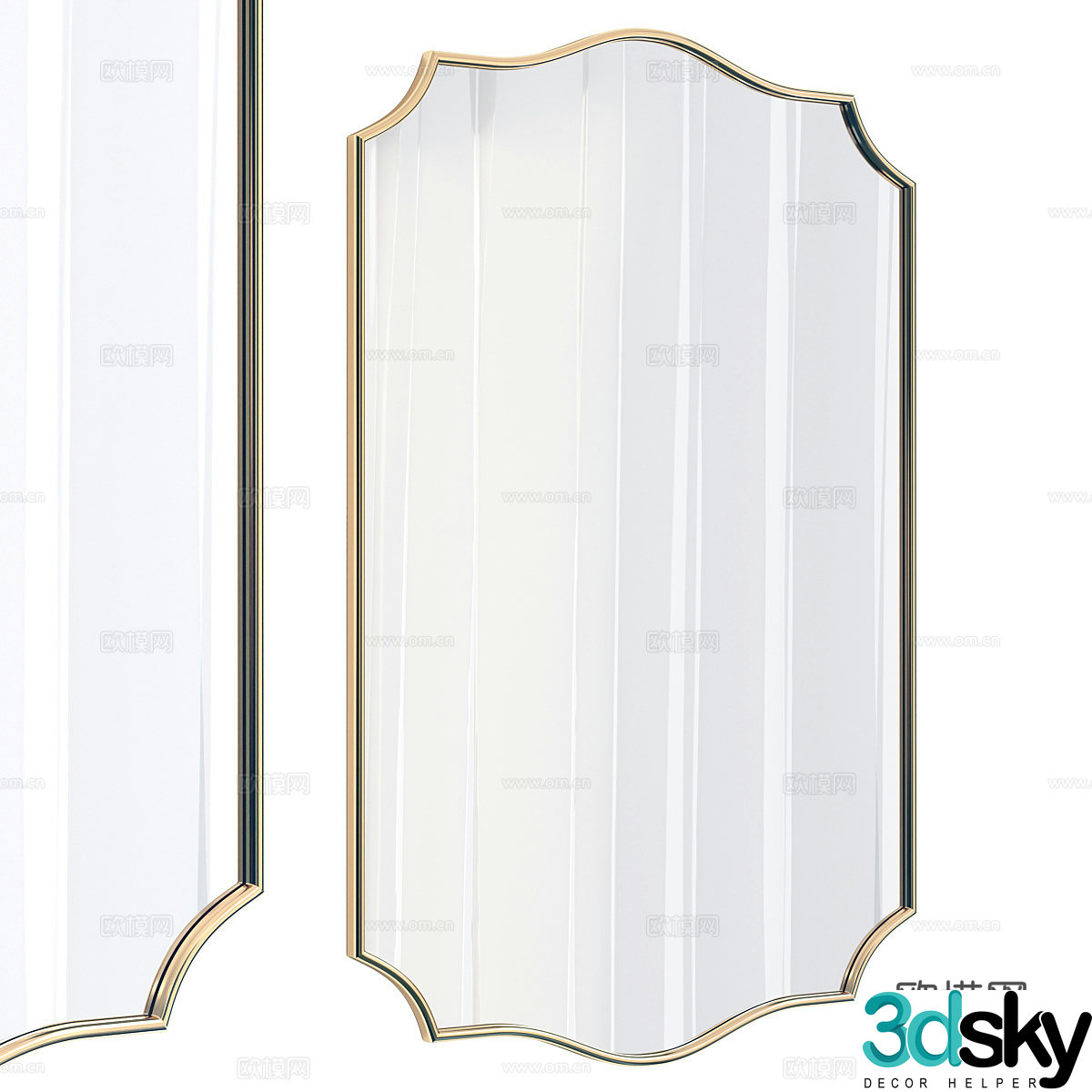 New Chinese style light luxury decorative mirror 3D model