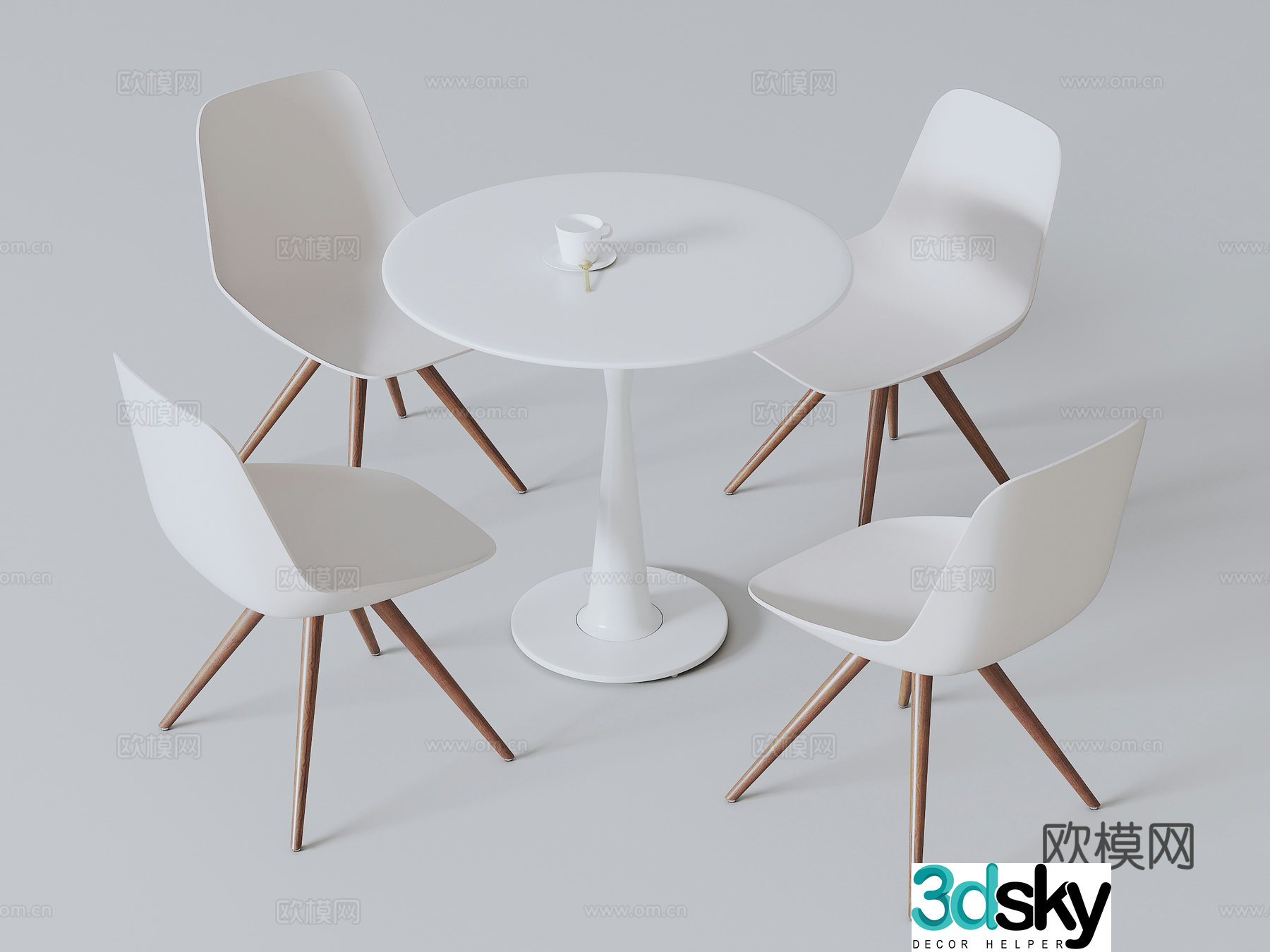 Negotiation table and chair combination 3D model