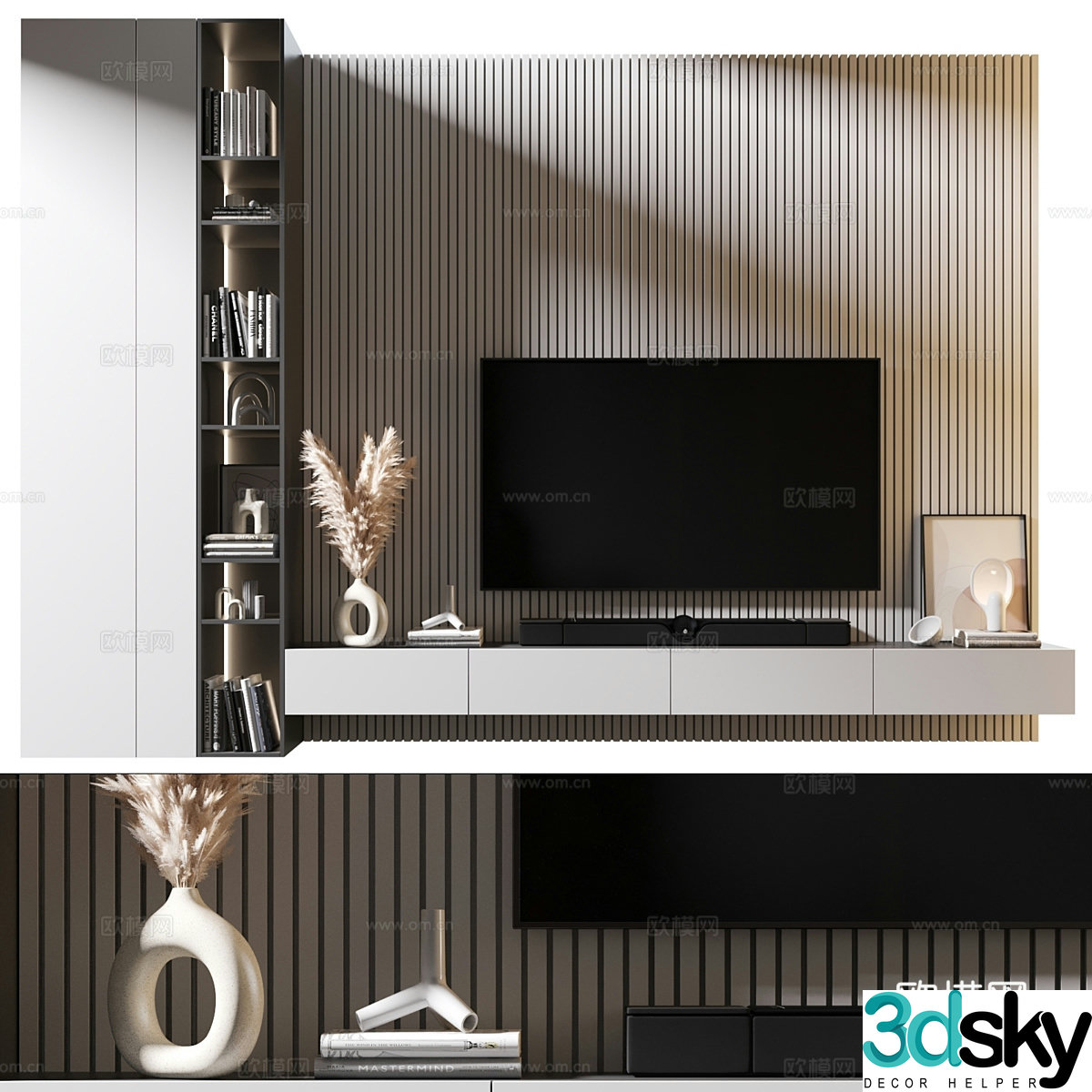 Modern minimalist TV background wall 3d model