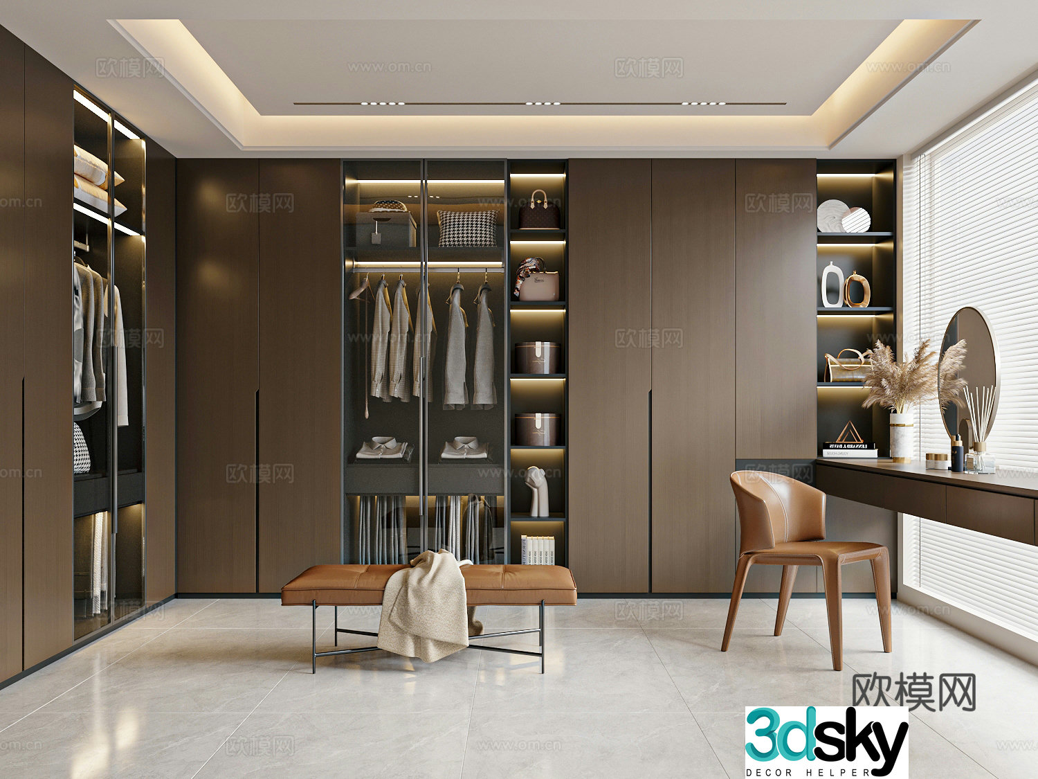 Modern Italian style cloakroom dressing table cloakroom dressing room 3d model