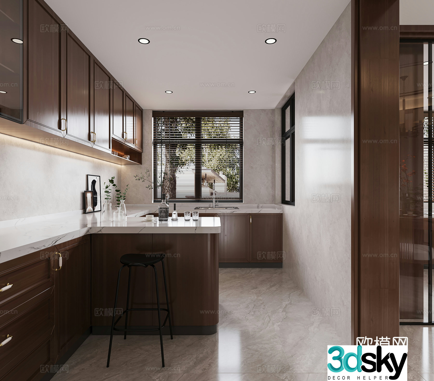 New Chinese style kitchen bar 3D model
