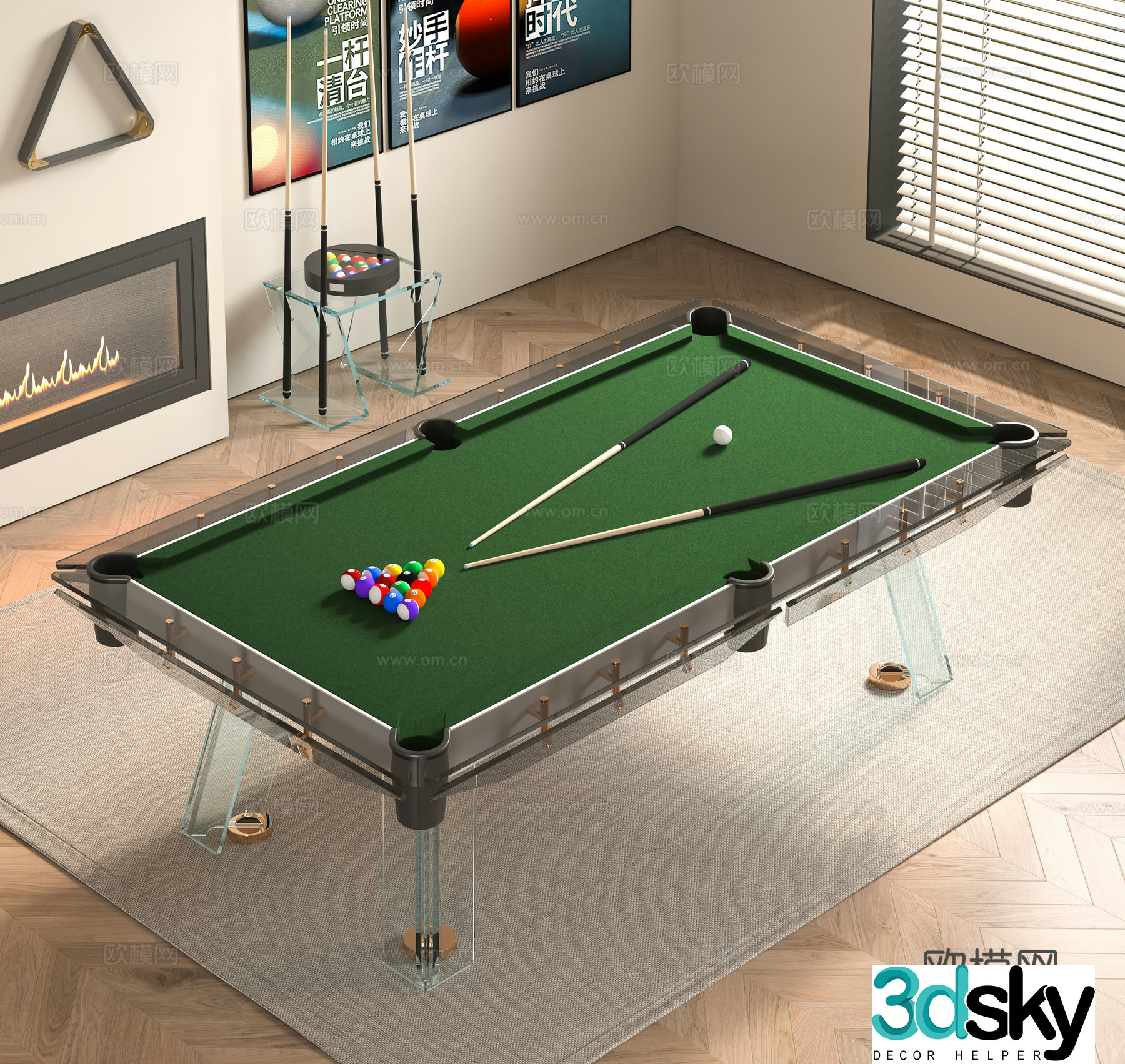 Modern billiard table 3d model
