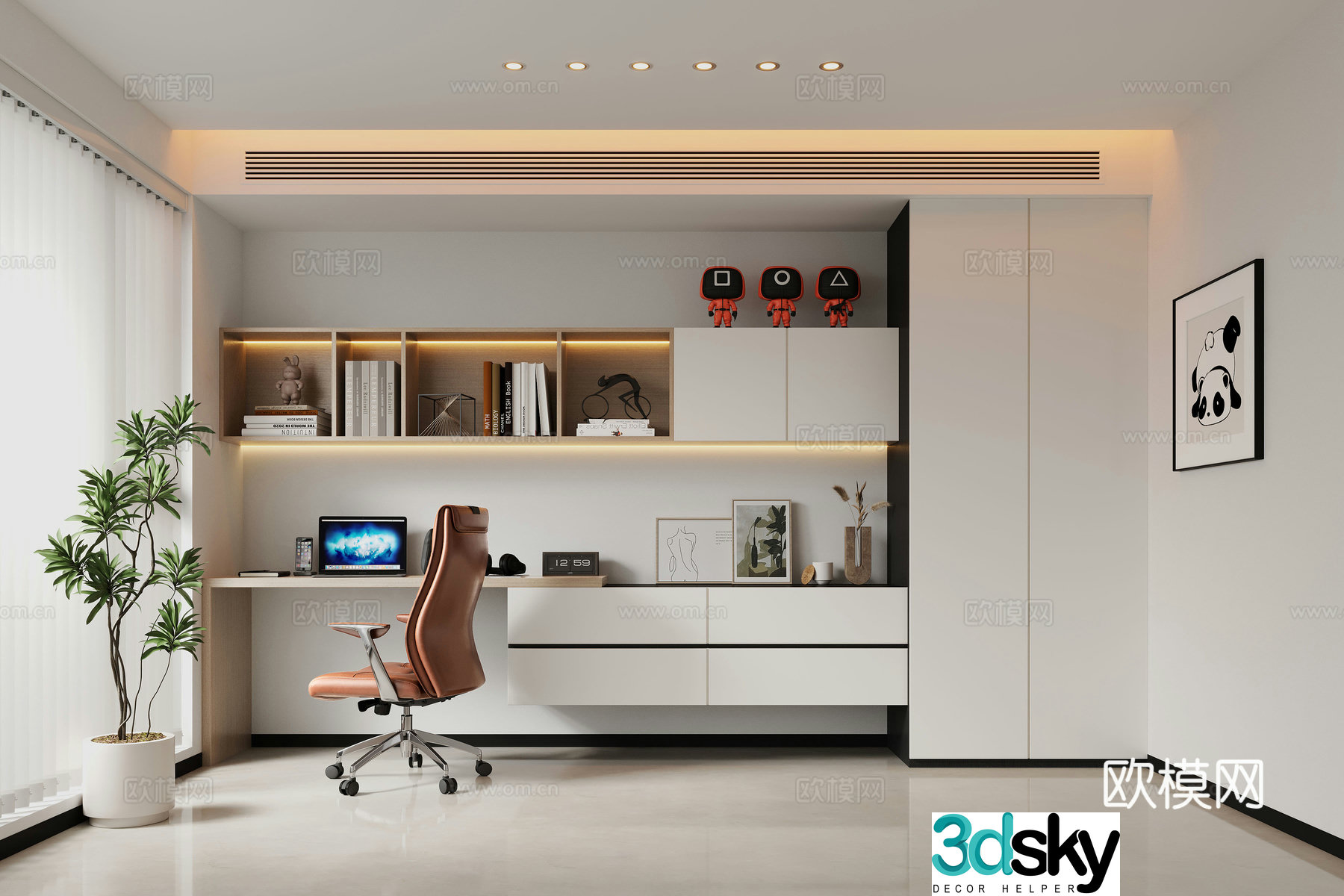 Modern study open study 3D model