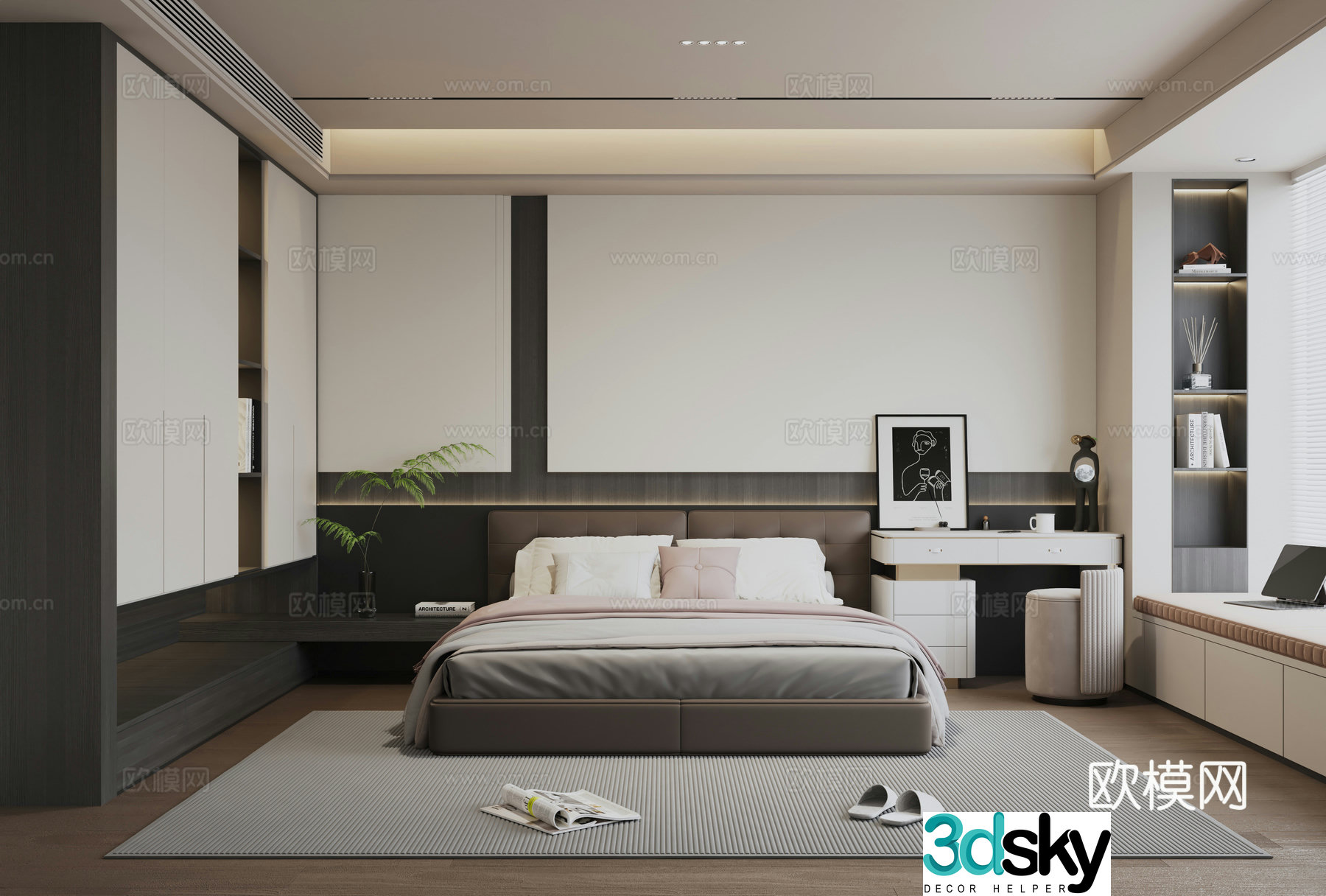 Modern Italian style bedroom 3d model