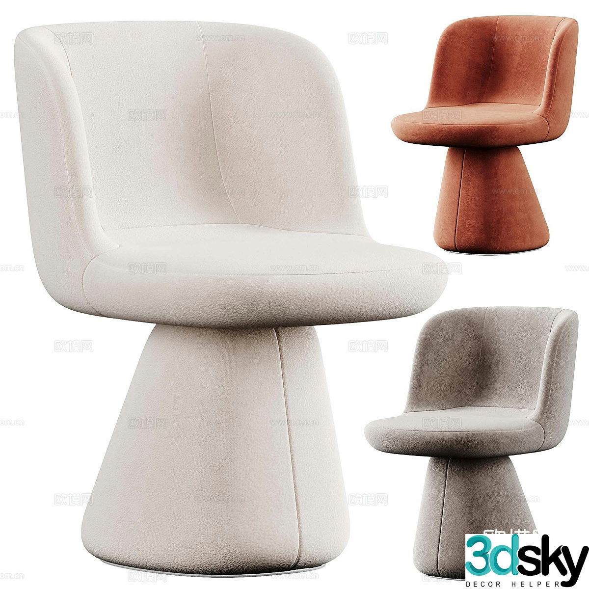 Modern Cream Style Bebitalia Flair Chair 3d Model