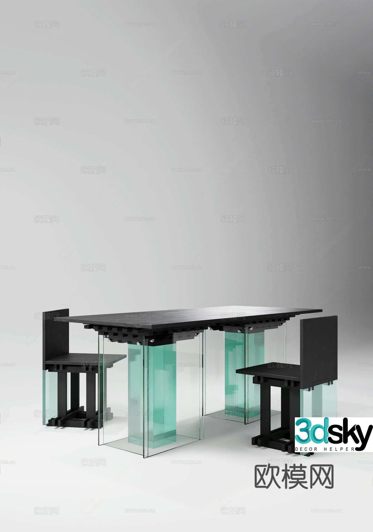 Modern minimalist dining table and chairs Glass dining table Acrylic dining table Modern minimalist other dining table Dining table 3d model