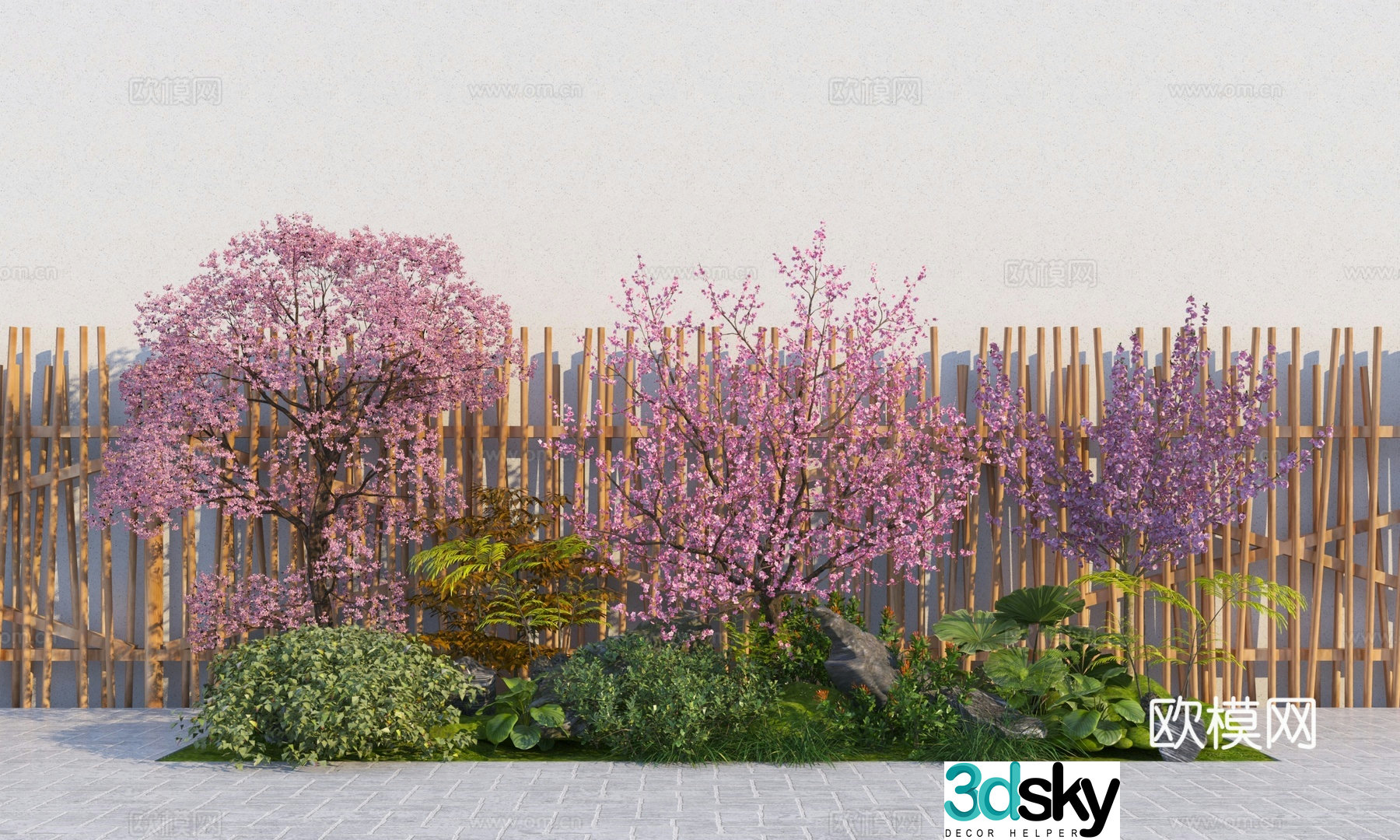 Modern landscape tree cherry blossom flower tree 3d model