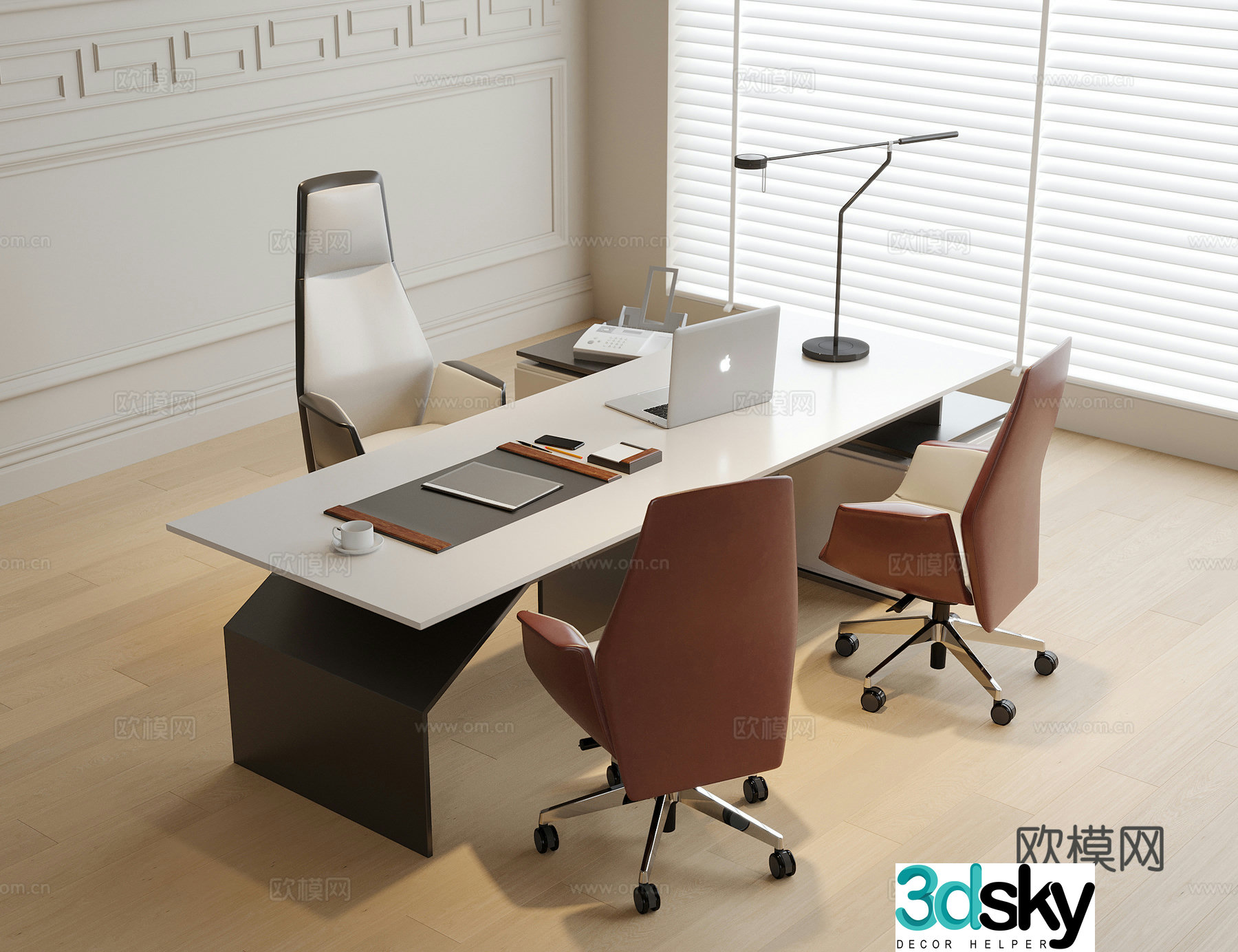 Modern boss dining table and chair office chair table table and chair 3d model