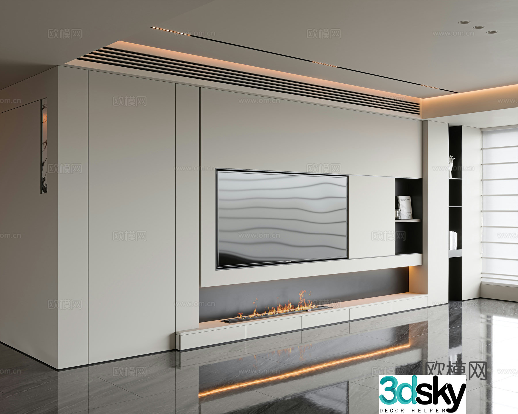 Italian TV background wall Living room TV background wall Hanging TV background wall Embedded TV wall 3d model
