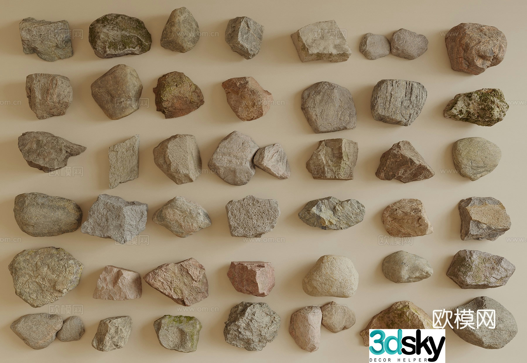 Modern stone stone rock 3d model