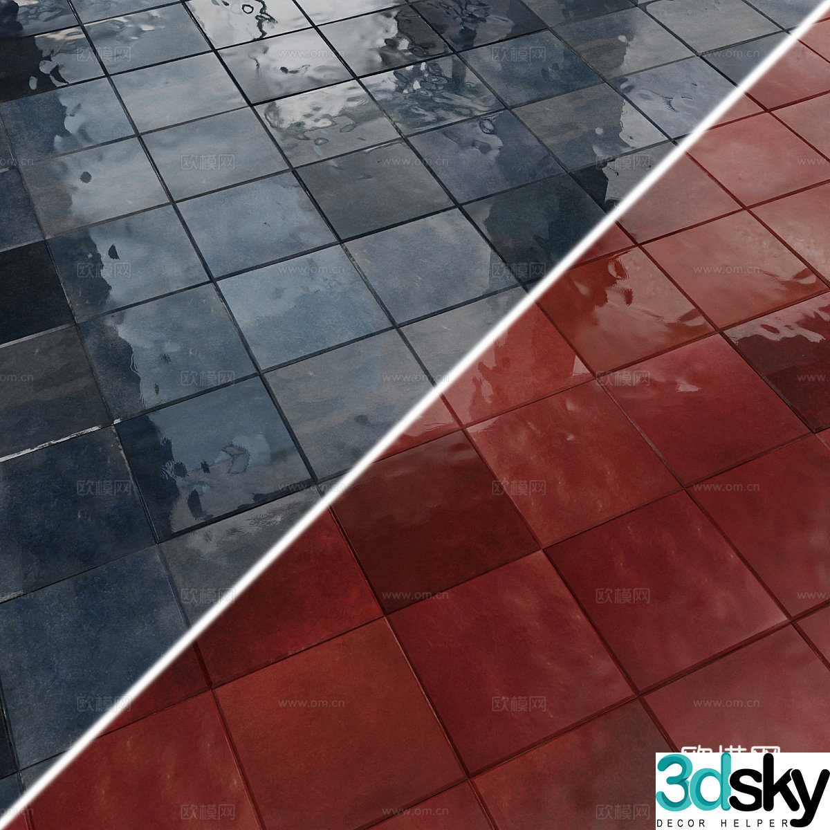 New Chinese style ceramic tiles flower tiles antique tiles 3d model