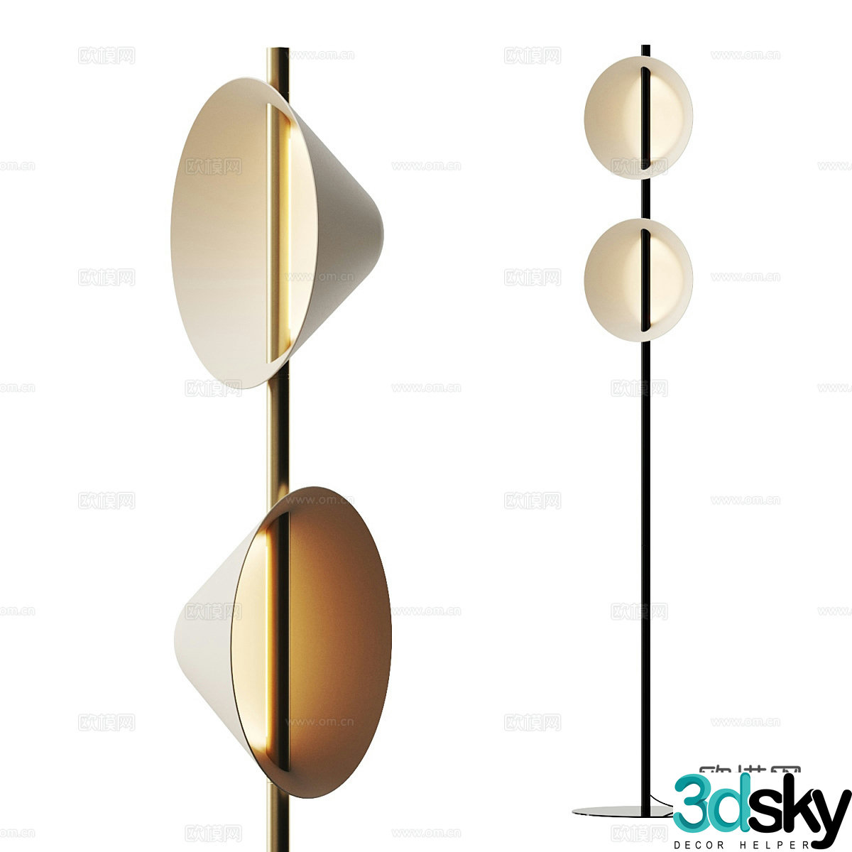 New Chinese style light luxury floor lamp 3D model