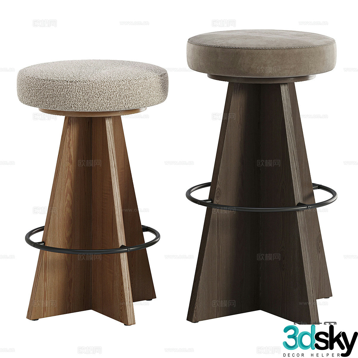 New Chinese style light luxury Damon rotating bar stool 3D model