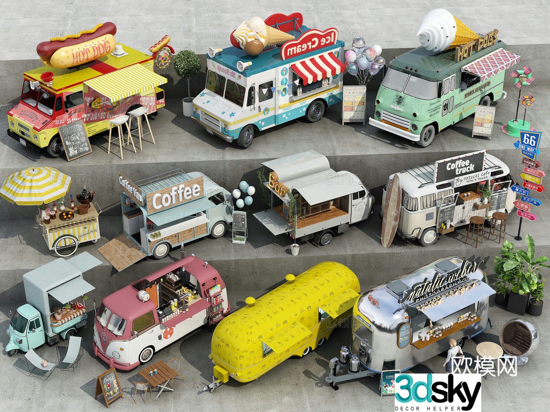 Dining truck 3d model