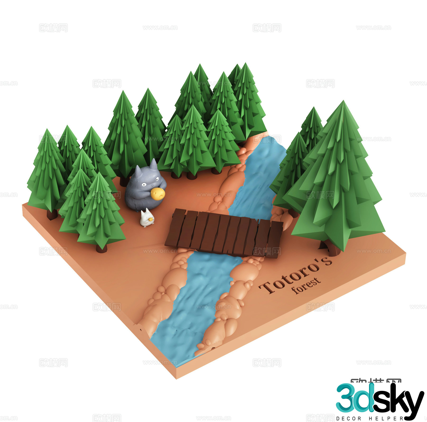 Modern chinchilla figure scene decoration 3d model