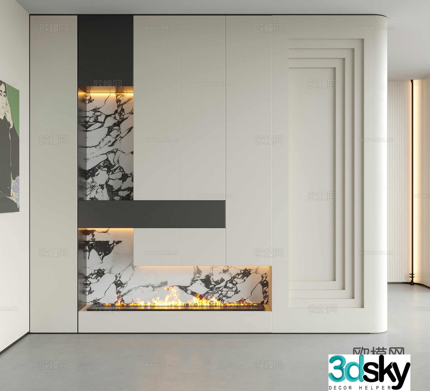 Modern decorative entrance door entrance entrance door door partition 3D model