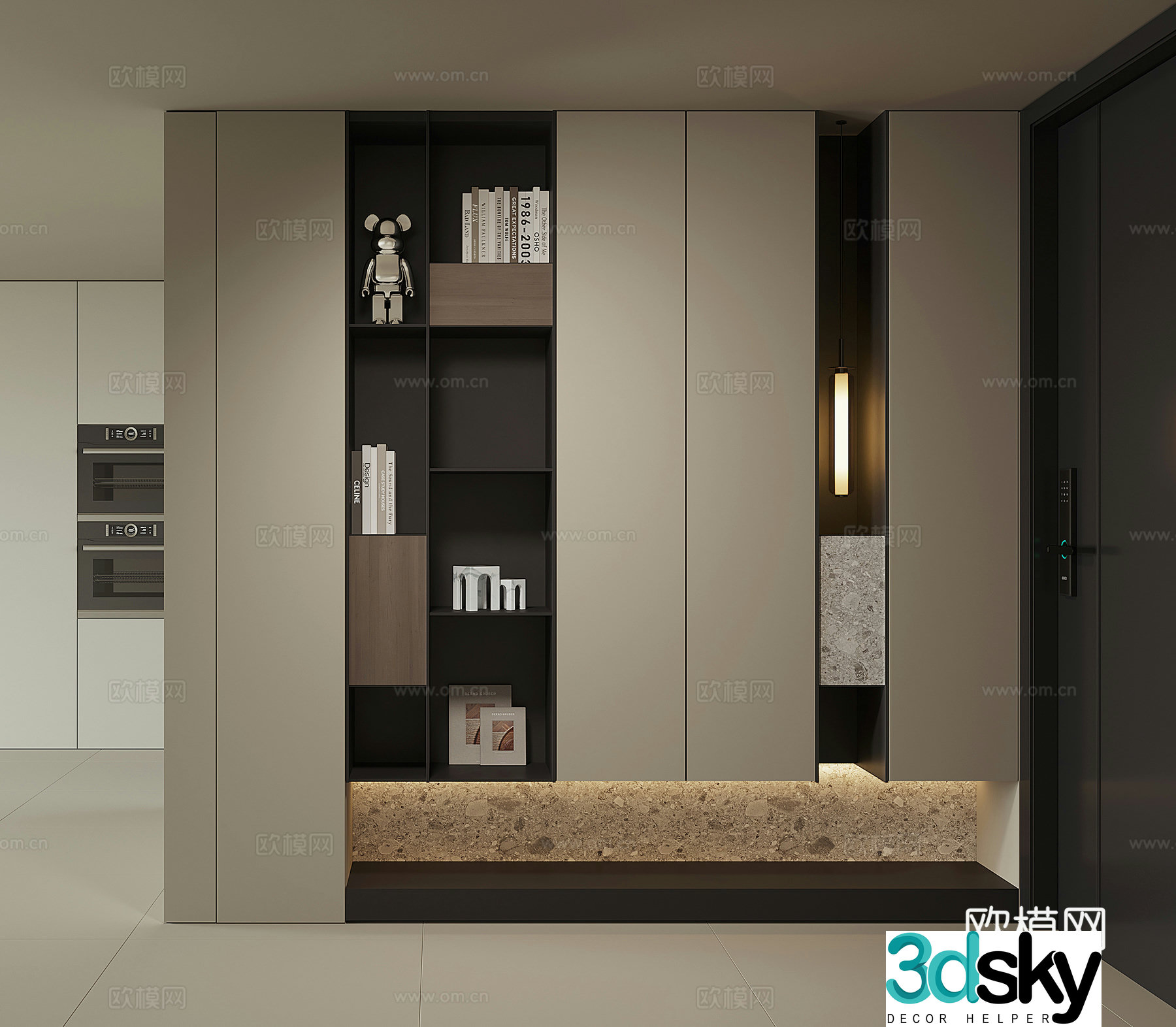Modern home entrance shoe cabinet 3D model