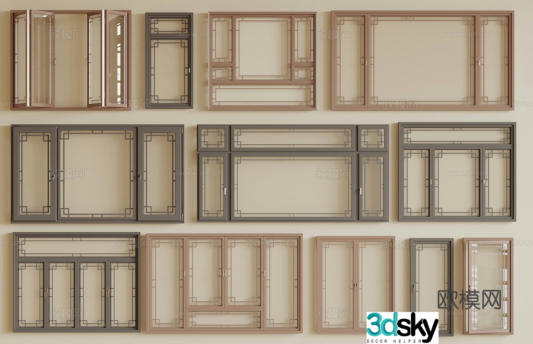Chinese style windows New Chinese style windows Antique windows Casement windows Floor-to-ceiling windows Casement windows Bath windows 3D model