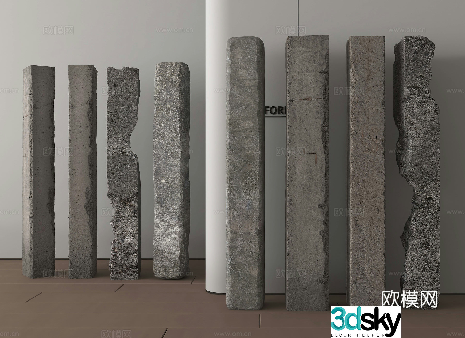 Cement column Stone column Stone column Stone column Slate column 3D model