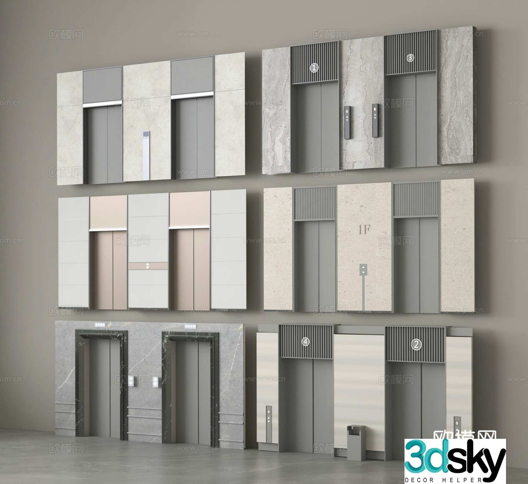 Modern elevator elevator elevator door lift button 3d model
