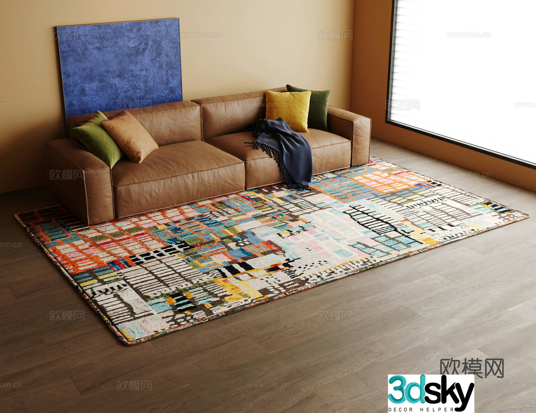 Modern Memphis plush rug Bauhaus Middle Retro rug Modern 3d model