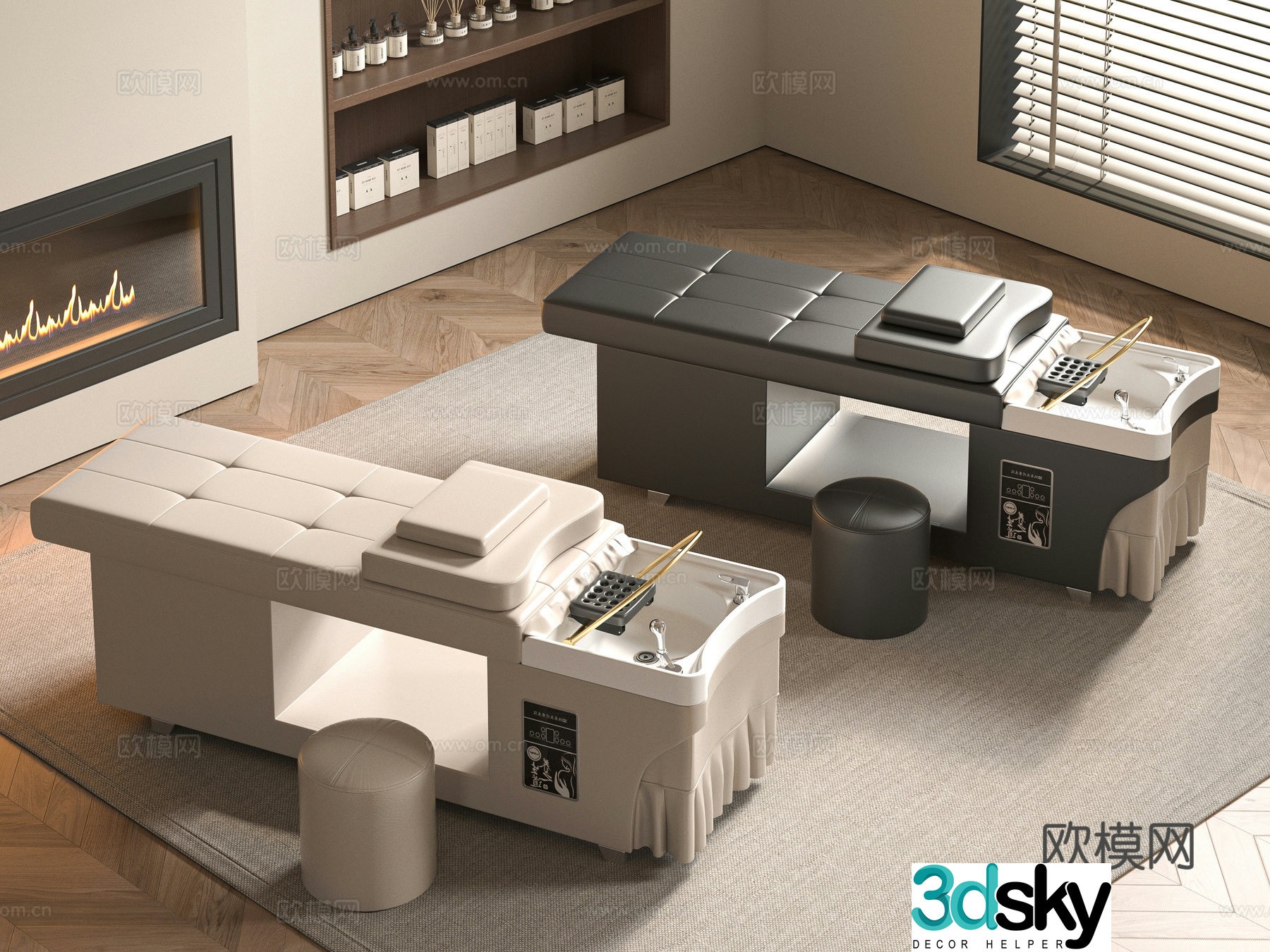 Modern hair washing bed Massage bed 3d model