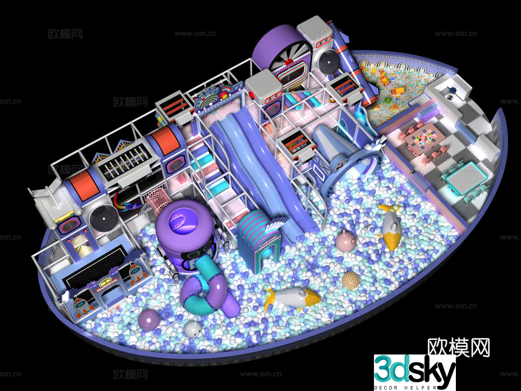 Children’s area trampoline Super jump bed Children’s interactive facilities Jumping indoor trampoline Park recreation 3D model