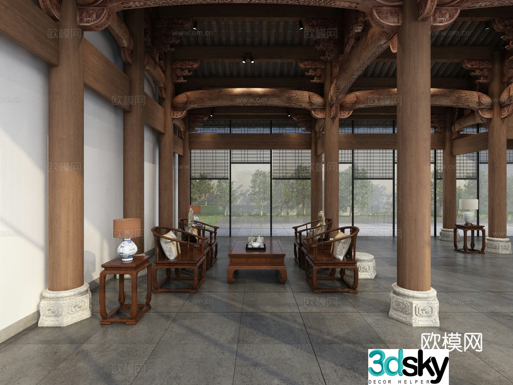 Chinese furniture exhibition hall 3d model