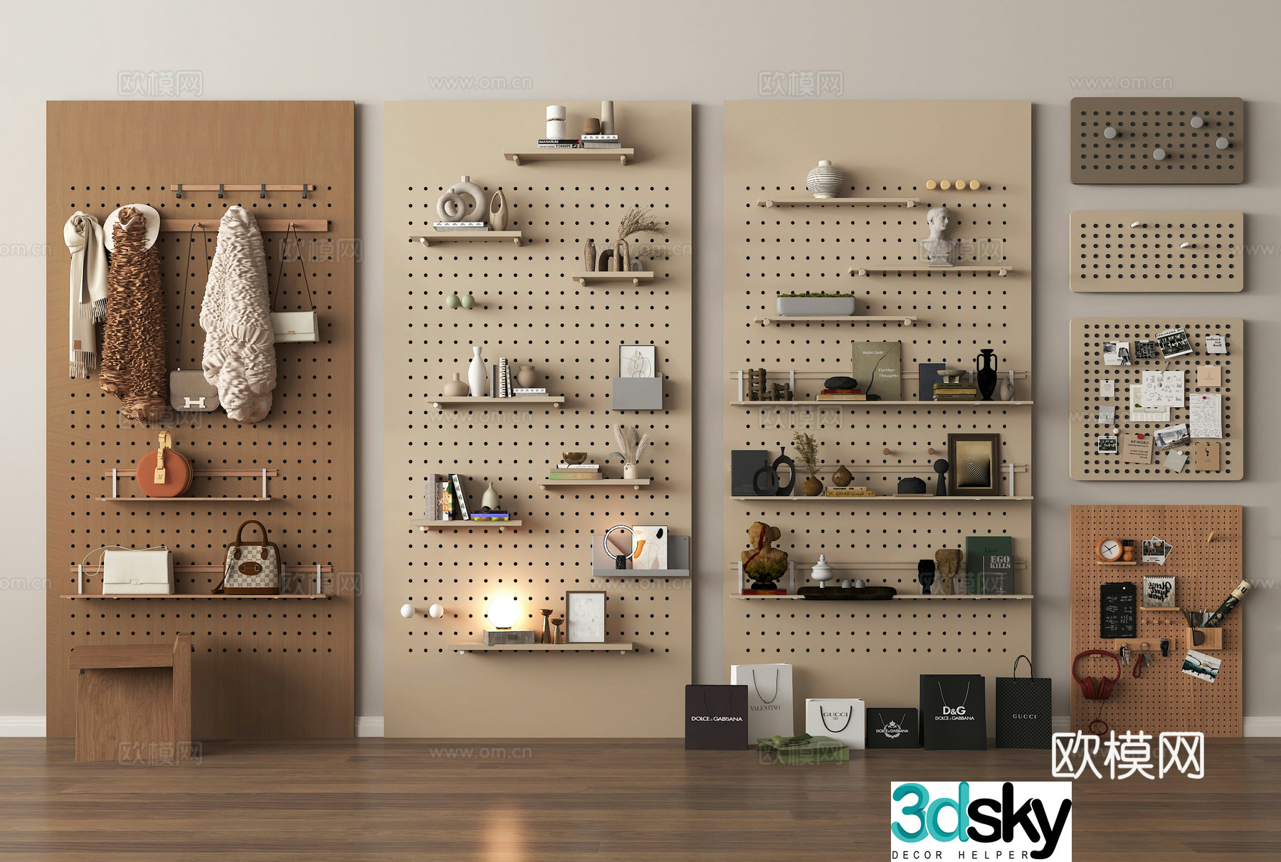 Hole board wall decorative board ornament coat hook 3d model