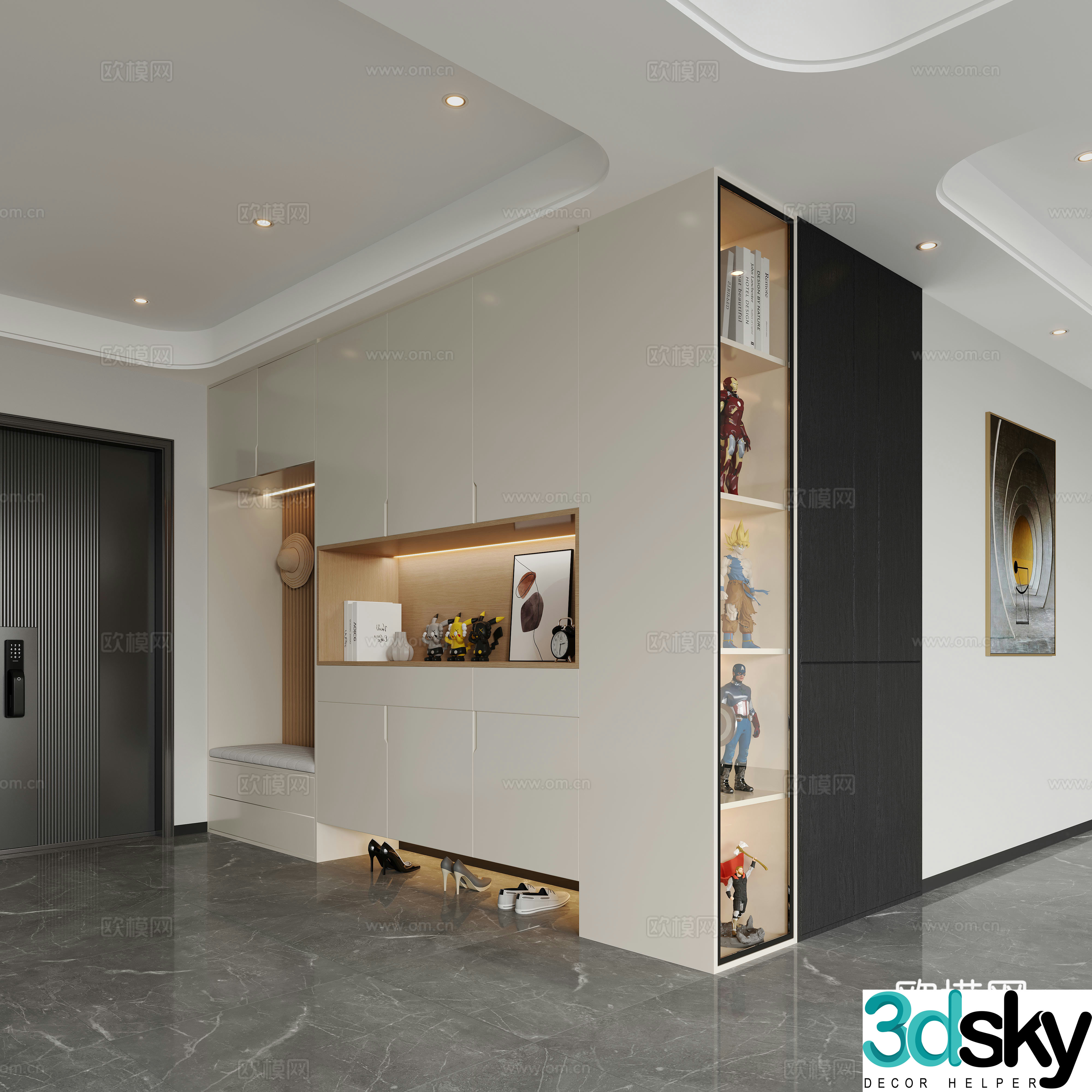 Modern entrance door entrance door shoe cabinet entrance door shoe cabinet 3d model
