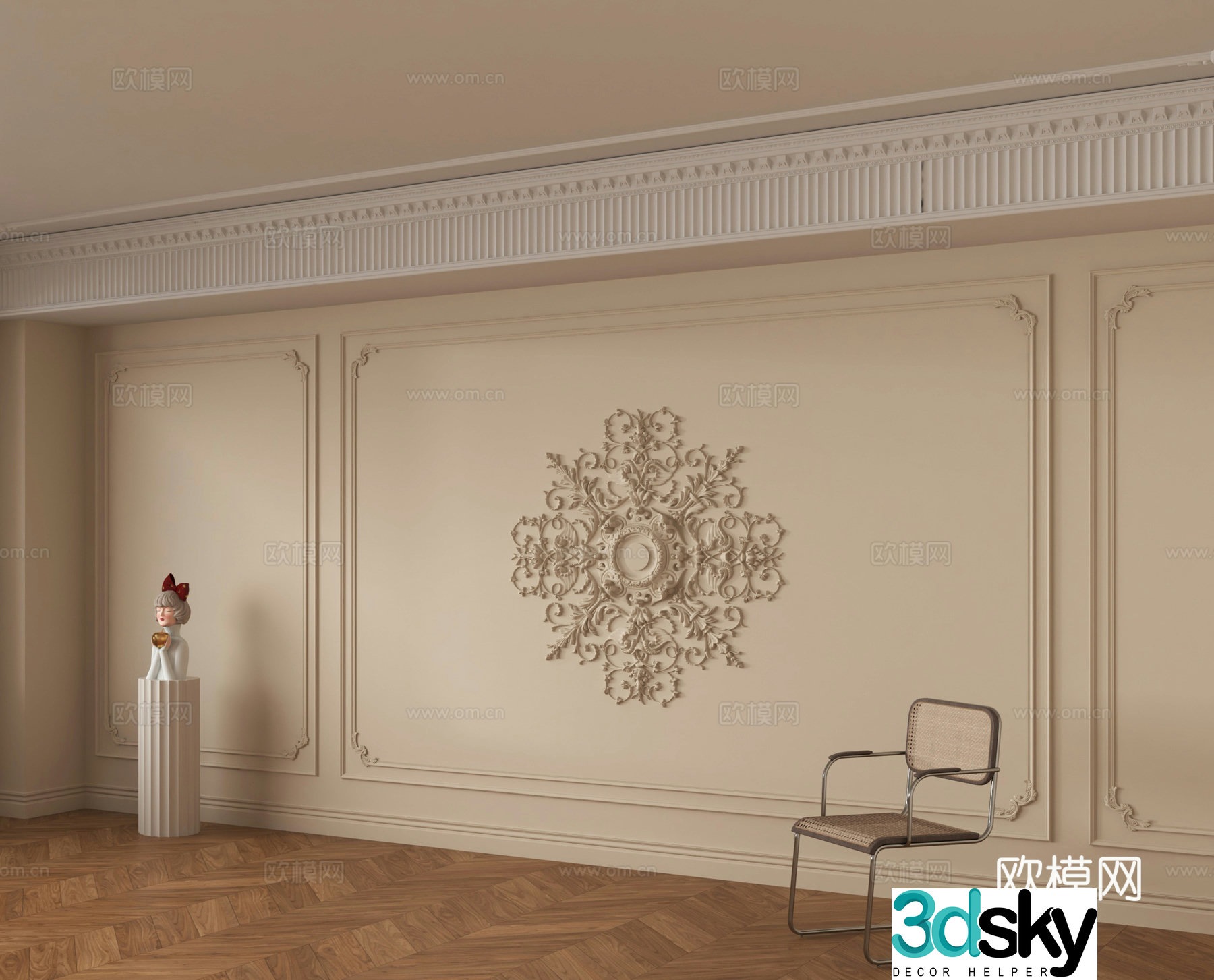 Gypsum Lines Background Wall 3D Model