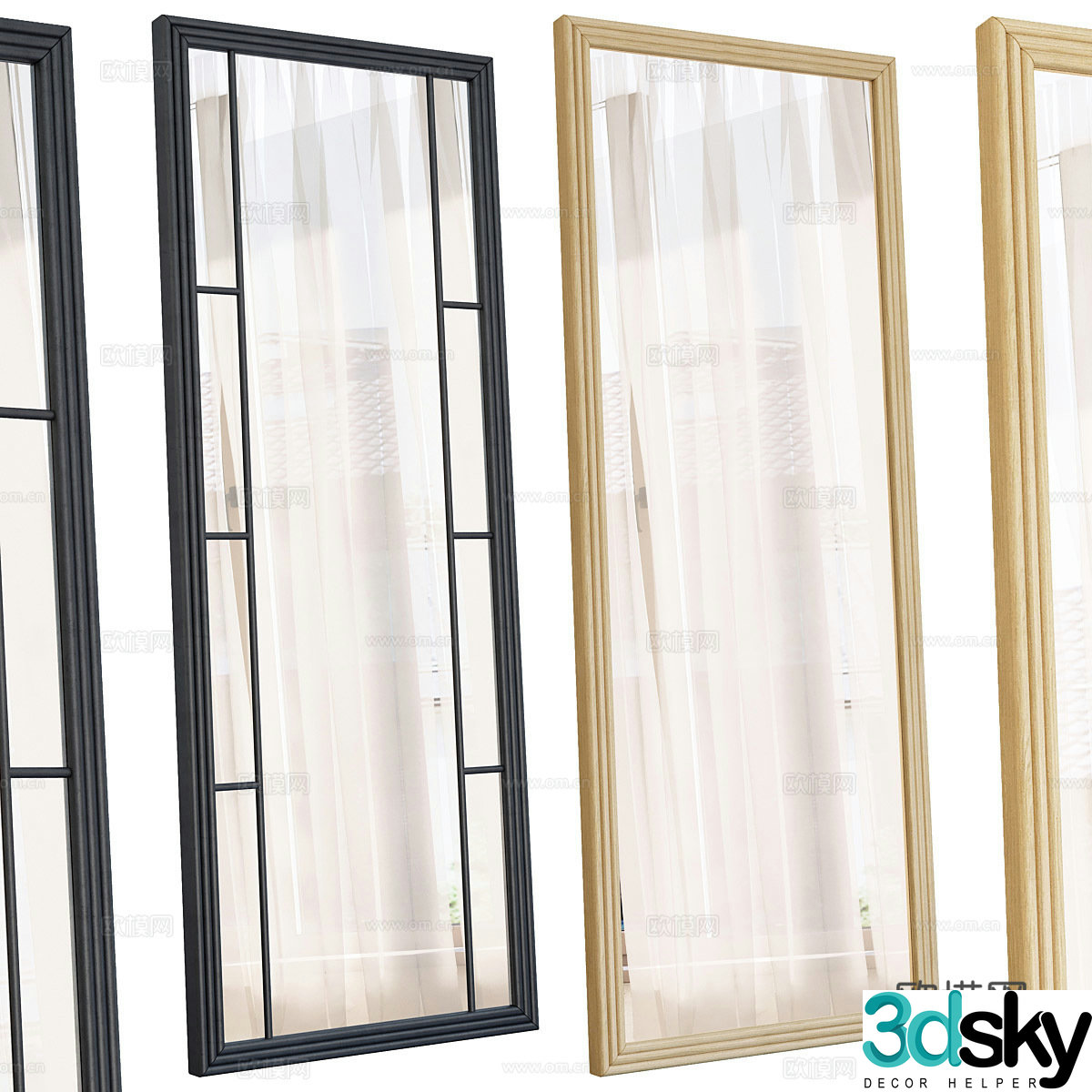 New Chinese style decorative mirror 3D model